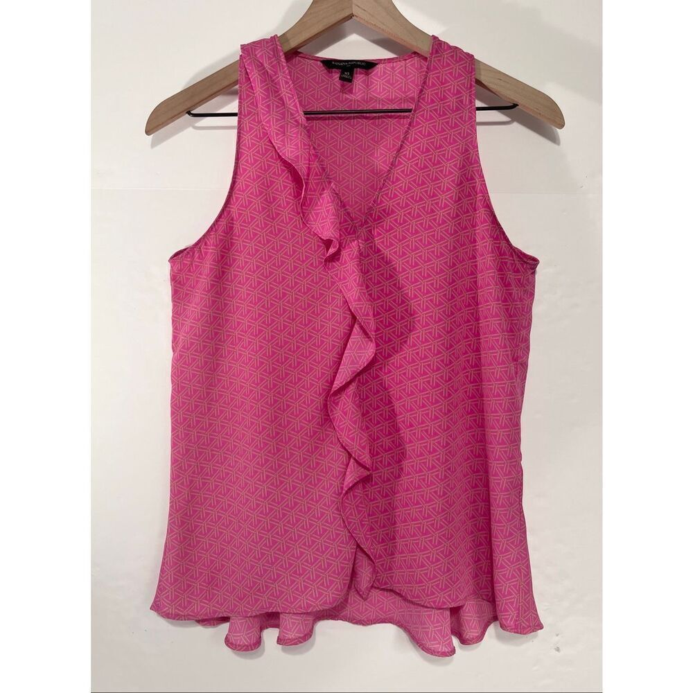 Banana Republic Sleeveless Fuchsia Ruffle Blouse Size XS